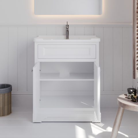 Burlington 700mm Solid Wood Floor-Standing Vanity – Hampton Series – Matte White - Image 5