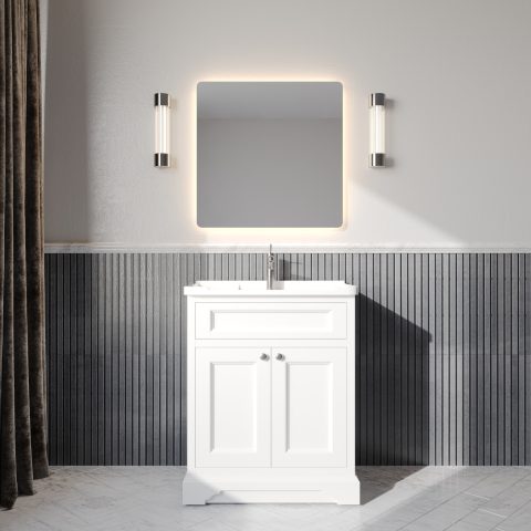 Burlington 700mm Solid Wood Floor-Standing Vanity – Hampton Series – Matte White - Image 1
