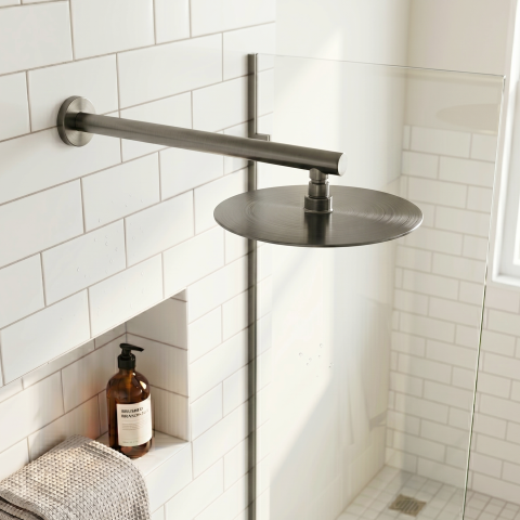 Milo 250mm Round Rainfall Shower Head with 400mm Arm - Gun Metal - Image 3
