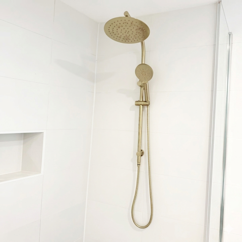 Milo 250mm Round Dual Shower System - Brushed Gold - Image 2