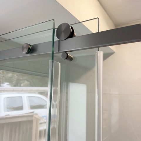 Frameless Glass Rectangle 1200wx900dmm Shower Sliding Door Gunmetal - Image 4