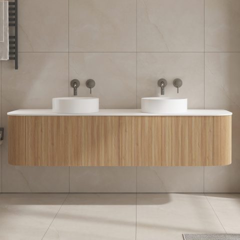 Haven 1500mm Wall-Hung Vanity - Acacia - Image 1