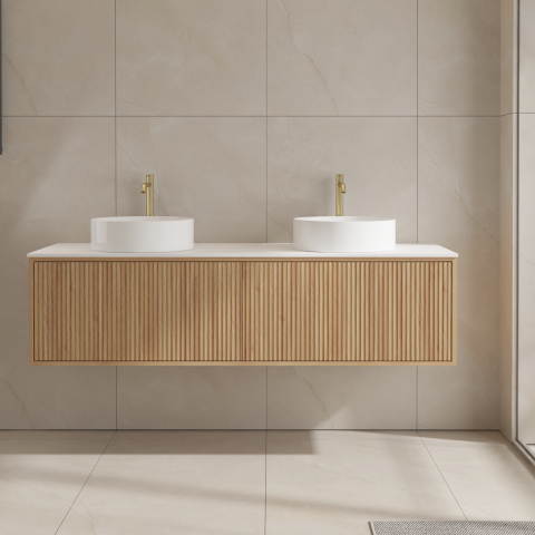 Aura 1500mm Wall-Hung Vanity - Acacia - Image 4
