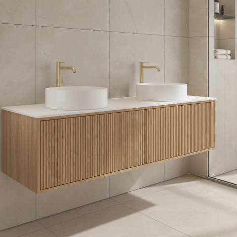 Aura 1500mm Wall-Hung Vanity - Acacia - Image 5