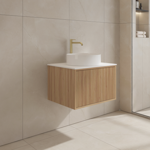 Aura 600mm Wall-Hung Vanity - Acacia - Image 4