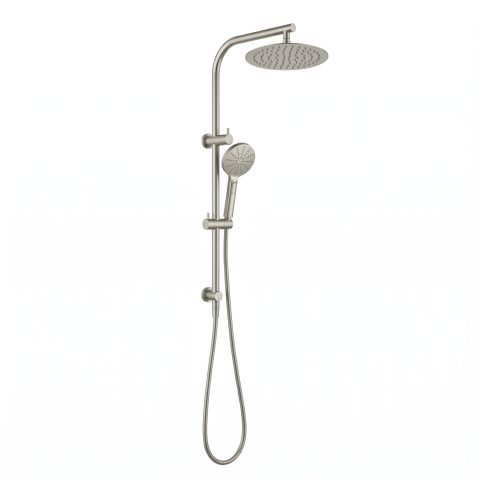 Milo 250mm Round Dual Shower System - Brushed Nickel - Image 1