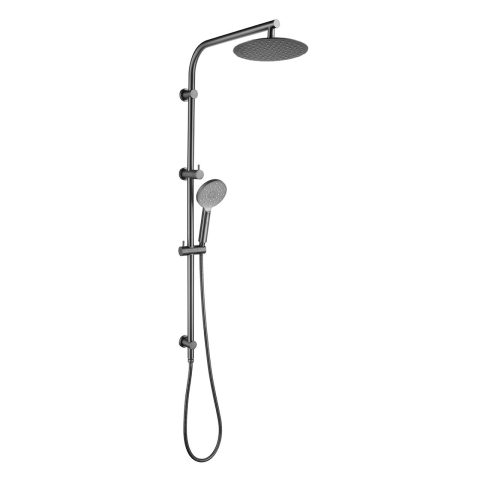 Gunmetal Round Shower Set Slider with 2-functional Shower Head and Rain Head - Image 2