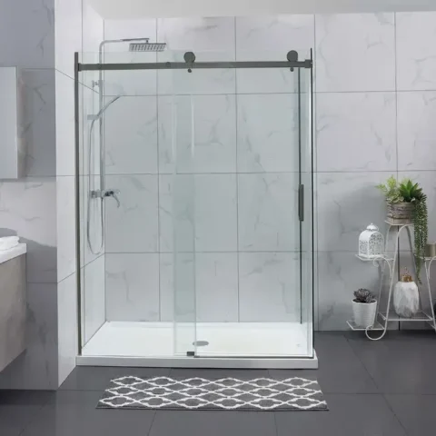 Frameless Glass Rectangle 1200wx900dmm Shower Sliding Door Gunmetal - Image 6