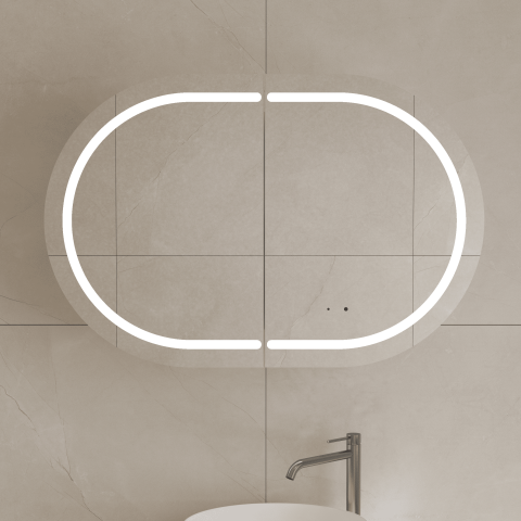 ELLURA 900(W)x600(H)mm Front-Lit LED Mirror Cabinet with Sensor & Demister – Acacia - Image 4