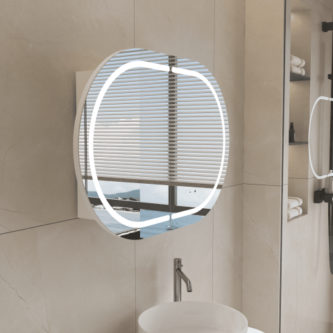 ELLURA 900mm Front-Lit LED Mirror Cabinet with Sensor & Demister – Matte White - Image 5