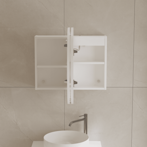 ELLURA 900mm Front-Lit LED Mirror Cabinet with Sensor & Demister – Matte White - Image 7