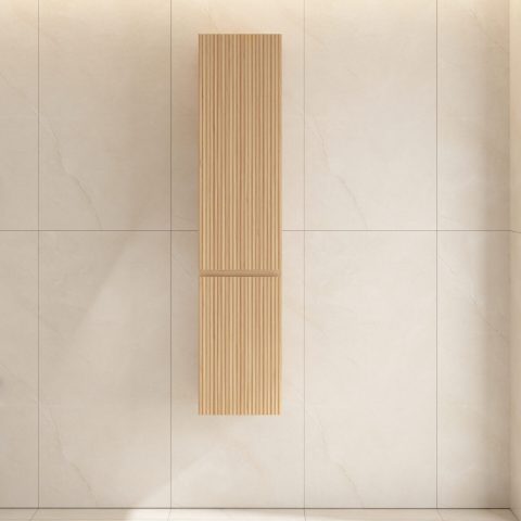 Wall-Hung Towel Cabinet – 350W x 300D x 1600H mm | Acacia Wood Door Front - Image 5