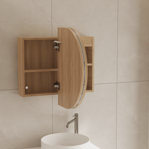 ELLURA 900(W)x600(H)mm Front-Lit LED Mirror Cabinet with Sensor & Demister – Acacia - Image 6