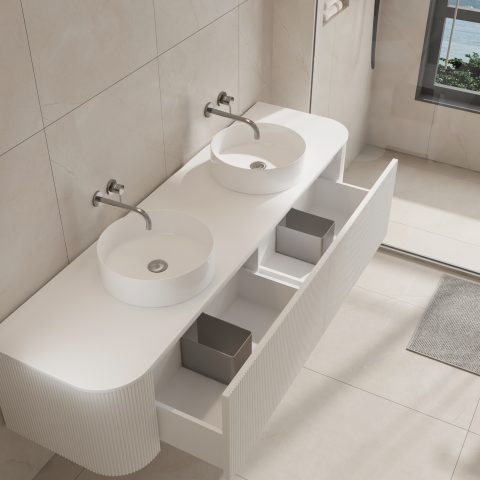 Haven 1800mm Wall-Hung Vanity - Matte White - Image 5