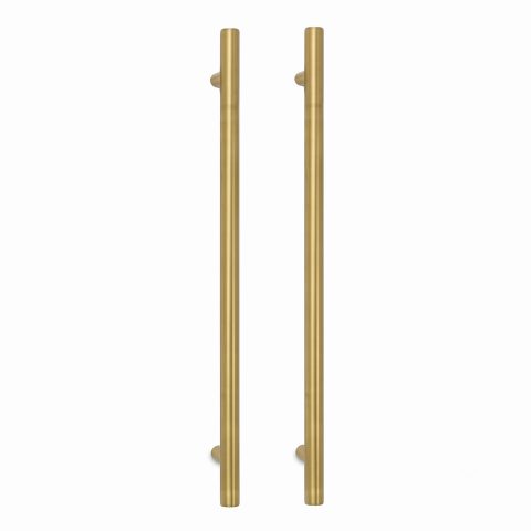 Zeno 650mm Vertical Heated Towel Rail - Brushed Gold - Image 2