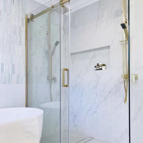 Fameless Glass Alcove 1600wx1950hmm Shower Sliding Door Brushed Gold - Image 4