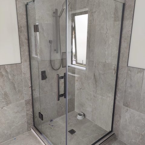 Frameless Shower 900wx900dx1950h Swing Door Square Gunmetal - Image 2