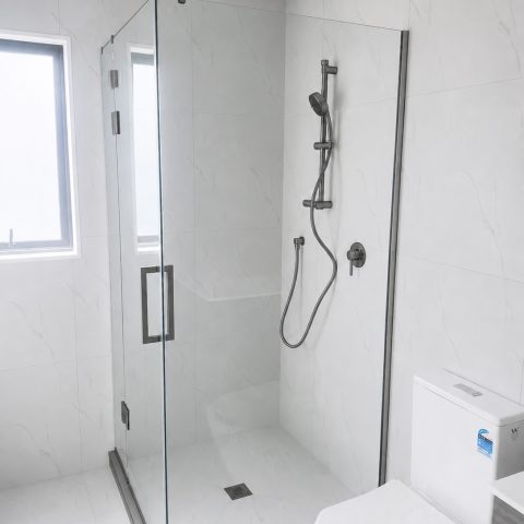 Frameless Shower Glass 1000wx1000dx1950hmm Square Swing Door  Gunmetal - Image 1