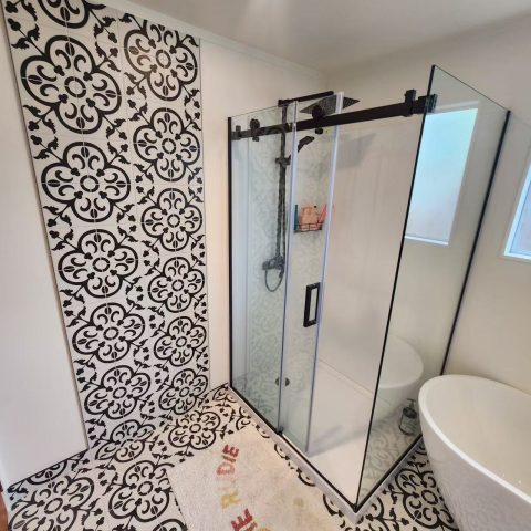 Frameless Shower Glass 1200w x 800dmm Rectangle Sliding Door Matte Black Nano Coating - Image 6