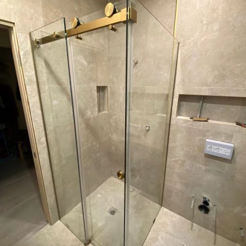 Frameless Shower Box 1200wx800dmm Rectangle  Brushed Gold - Image 5