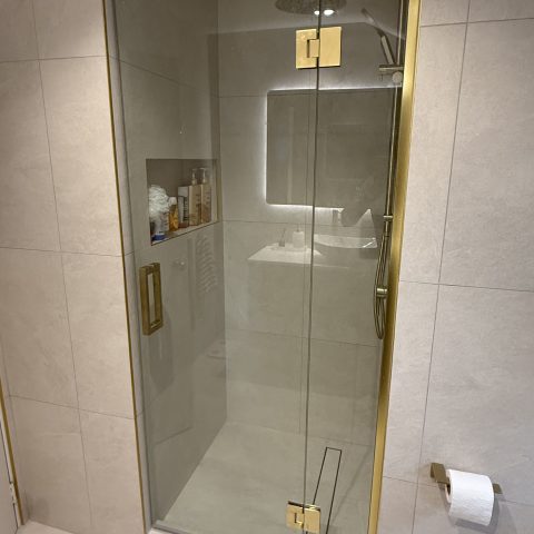 Frameless Shower Box 900wx900dx1950hmm Swing Door Square Brushed Gold - Image 3