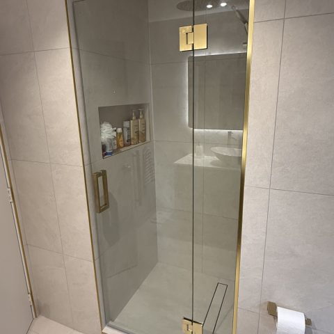 Frameless Shower Box 900wx900dx1950hmm Swing Door Square Brushed Gold - Image 2