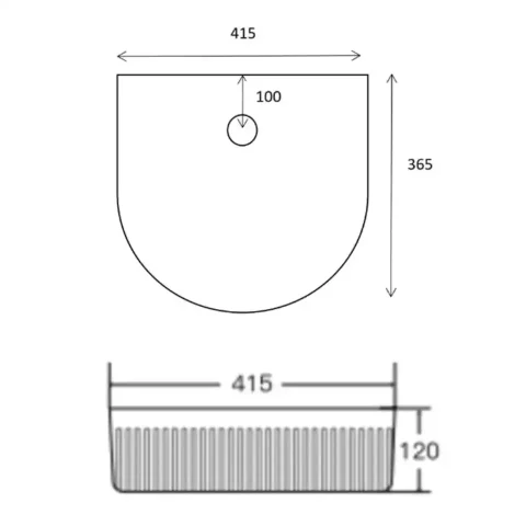 Fluted Vessel Basin – Soft Square Counter Top - Gloss White - Image 3