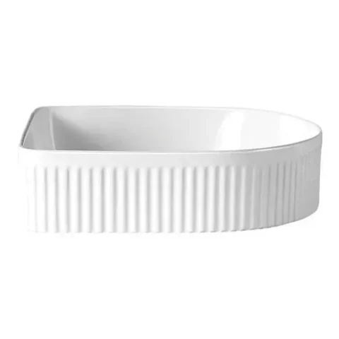 Fluted Vessel Basin – Soft Square Counter Top - Gloss White - Image 2