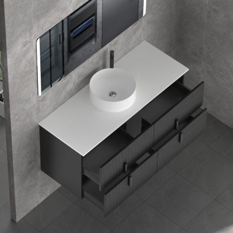 Aura 1200mm Wall-Hung Vanity - Matte Black - Image 11