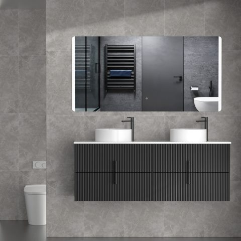 Aura 1500mm Wall-Hung Vanity - Matte Black - Image 8