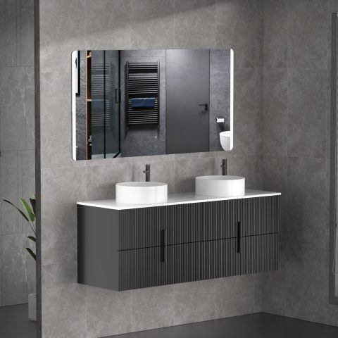 Aura 1800mm Wall-Hung Vanity - Matte Black - Image 13