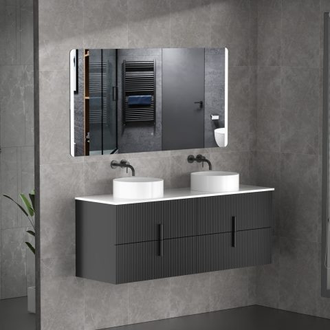 Aura 1500mm Wall-Hung Vanity - Matte Black - Image 10