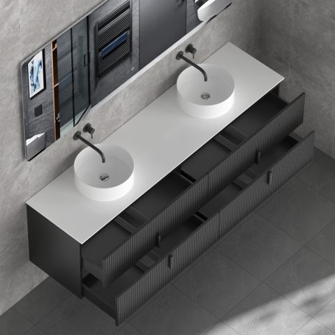 Aura 1800mm Wall-Hung Vanity - Matte Black - Image 12