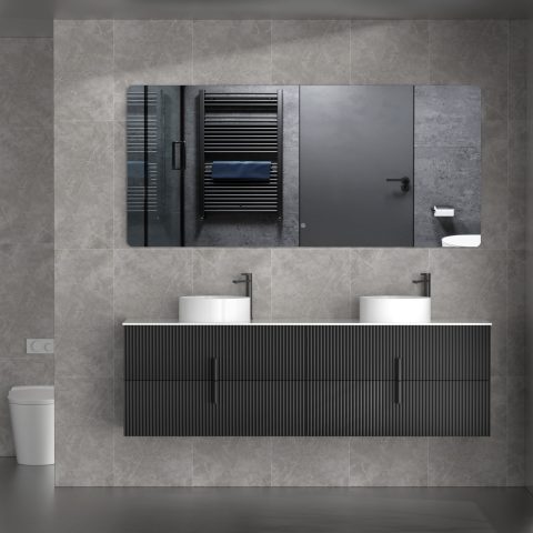 Aura 1800mm Wall-Hung Vanity - Matte Black - Image 9