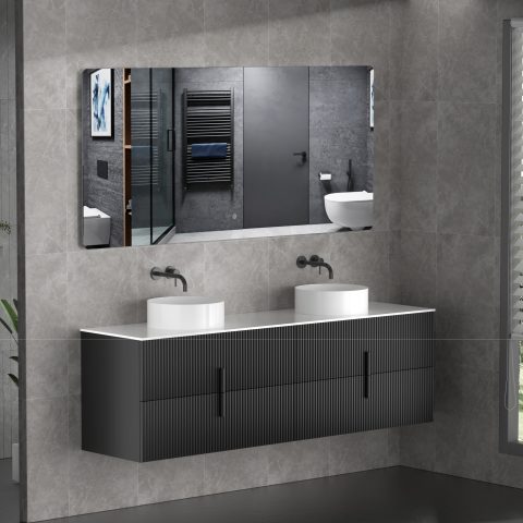 Aura 1800mm Wall-Hung Vanity - Matte Black - Image 10