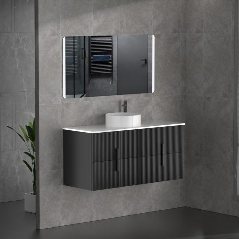 Aura 1200mm Wall-Hung Vanity - Matte Black - Image 13