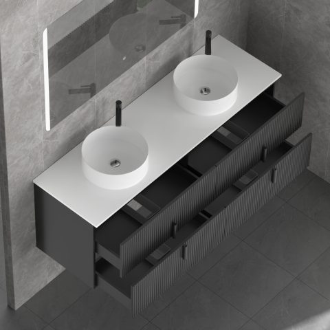 Aura 1500mm Wall-Hung Vanity - Matte Black - Image 9