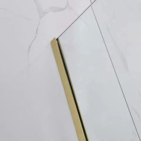 Frameless Shower Glass 1000wx1000dx1950hmm Square Swing Door Brushed Gold - Image 3