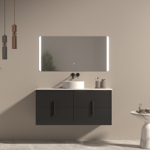Aura 1200mm Wall-Hung Vanity - Matte Black - Image 1