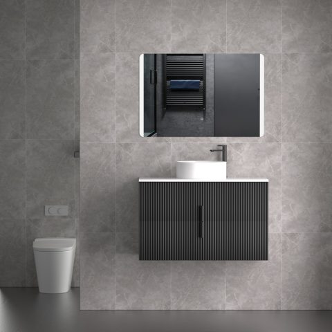 Aura 900mm Wall-Hung Vanity - Matte Black - Image 8