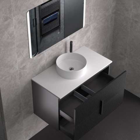 Aura 900mm Wall-Hung Vanity - Matte Black - Image 10