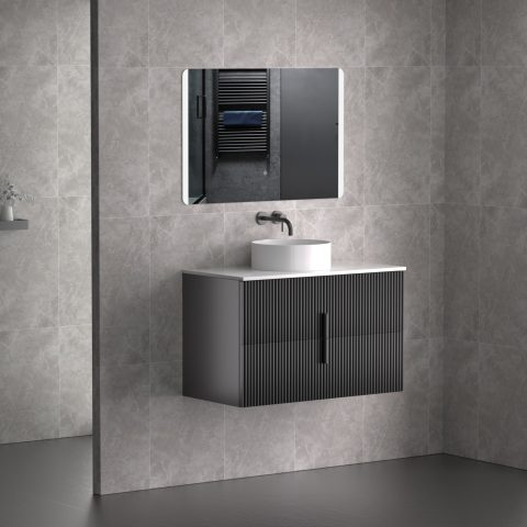 Aura 900mm Wall-Hung Vanity - Matte Black - Image 12