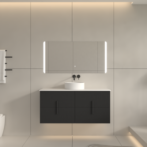 Aura 1200mm Wall-Hung Vanity - Matte Black - Image 3