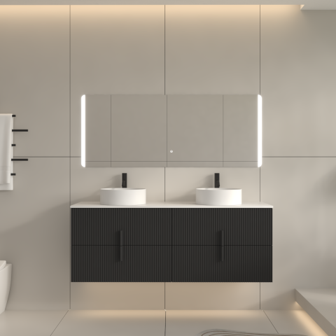 Aura 1500mm Wall-Hung Vanity - Matte Black - Image 1