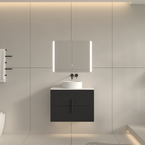 Aura 750mm Wall-Hung Vanity - Matte Black - Image 1