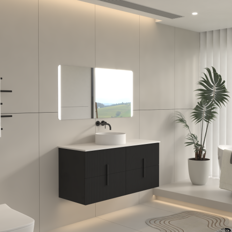 Aura 1200mm Wall-Hung Vanity - Matte Black - Image 4