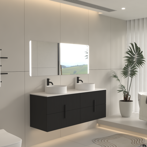 Aura 1500mm Wall-Hung Vanity - Matte Black - Image 3