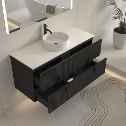 Aura 1200mm Wall-Hung Vanity - Matte Black - Image 6