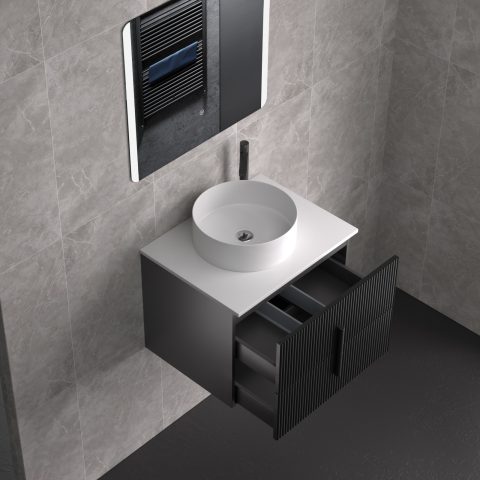 Aura 600mm Wall-Hung Vanity  - Matte Black - Image 8