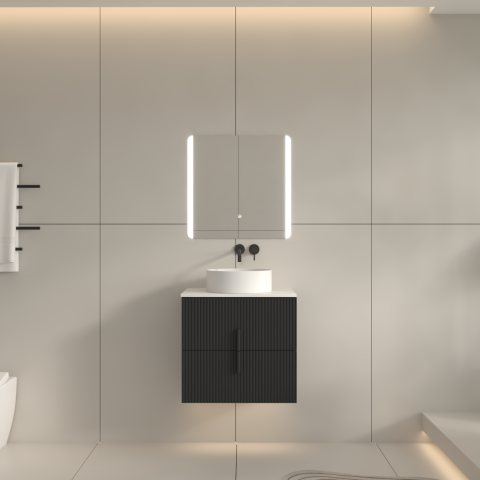 Aura 600mm Wall-Hung Vanity  - Matte Black - Image 2